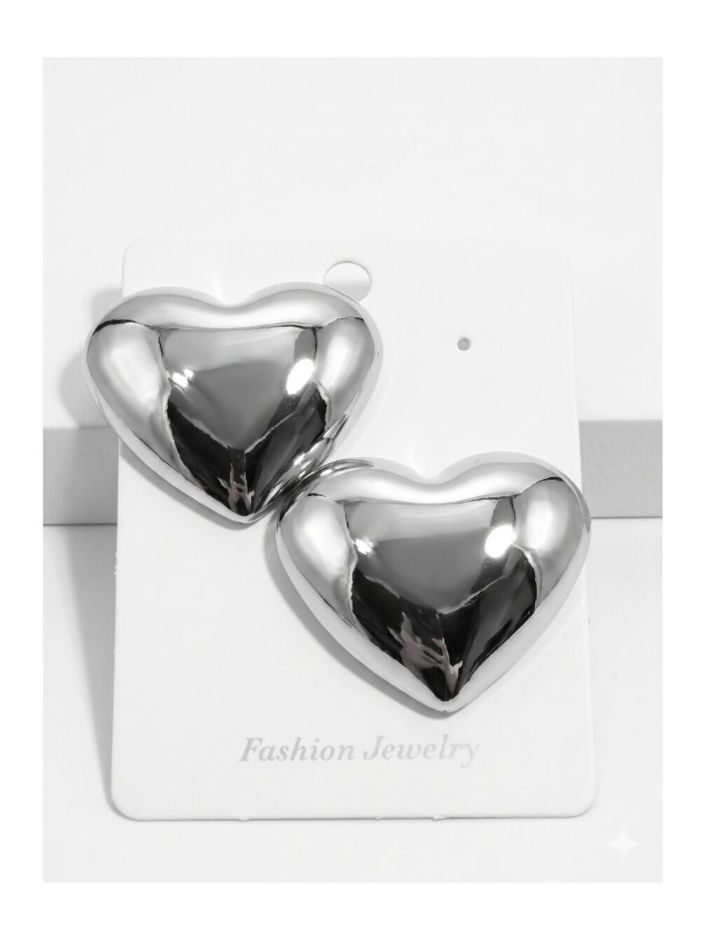 3/$20 NWT Oversized Silver Puffy Heart Statement Stud Earrings High Polish Bold